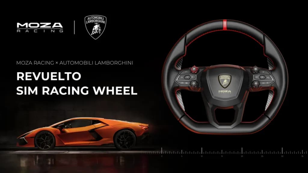 MOZA Racing Presents a Lamborghini Revuelto Steering Wheel and SRP2 Pedals