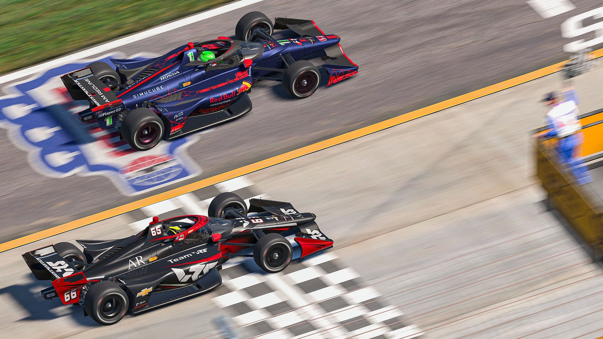 Defending champion Diogo Pinto collects first 2026 INDYCAR Thrustmaster iRacing Pro Series on Nashville oval